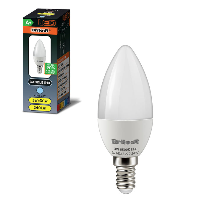 Brite-R 3W E14 SES Candle LED Bulb Cool White 6500K - westbasedirect.com