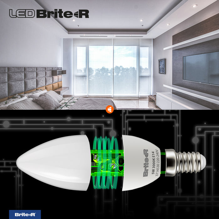 Brite-R 5W E14 SES Candle LED Bulb Warm White 3000K - westbasedirect.com