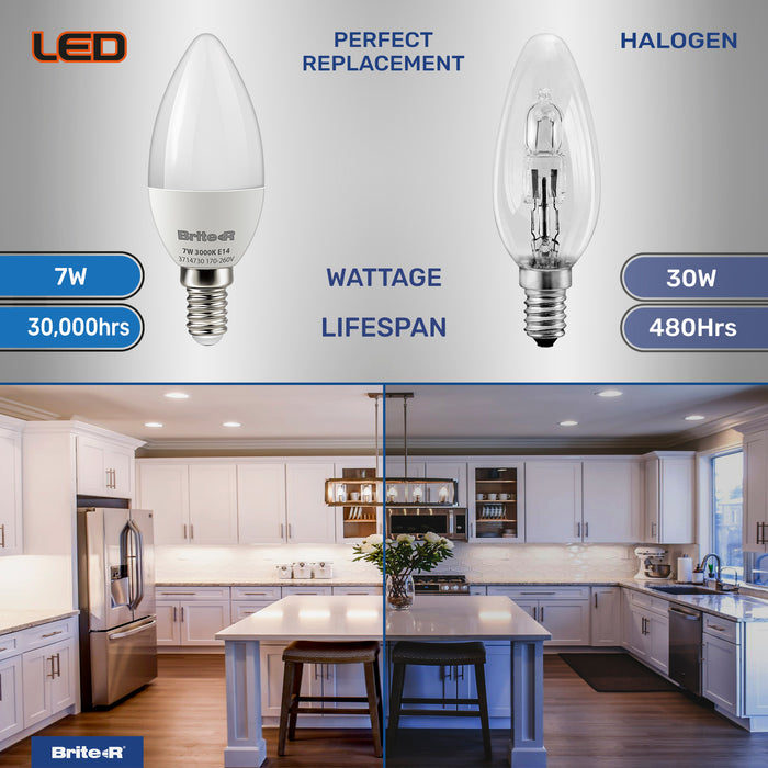 Brite-R 7W E14 SES Candle LED Bulb Warm White 3000K - westbasedirect.com