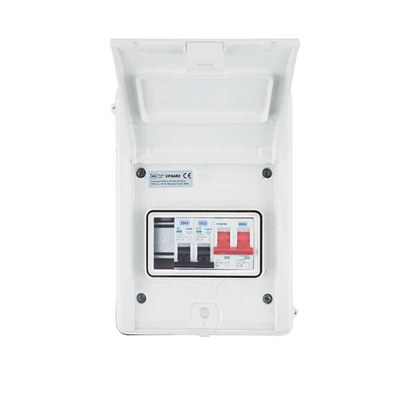 BG Garage Kit - IP65 Metal Enclosure, 100A Main Switch, 6+16A MCB - westbasedirect.com