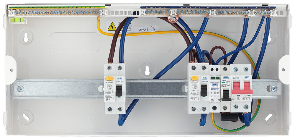 BG CFUD6614ASPD 22 Module 14 Way Unpopulated + 100A Switch, 2x63A Type A RCD, 1xSPD & 1x32A MCB - westbasedirect.com