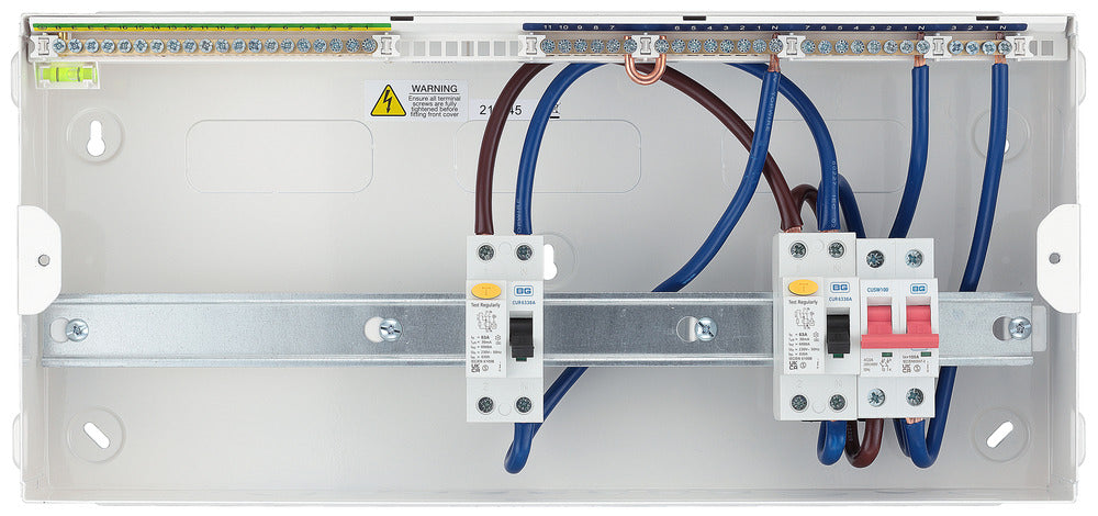 BG CFUD6616A BG 22 Module 16 Way Unpopulated + 100A Switch, 2x63A Type A 30mA RCD - westbasedirect.com