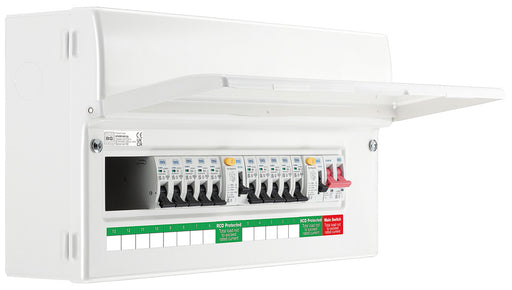 BG CFUDP16613A BG 19 Module 13 Way Populated + 100A Switch, 2x63A Type A 30mA RCD & 10xMCBs - westbasedirect.com
