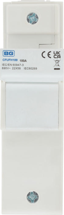 BG CFUFH100 100A 22mm x 58mm DIN Rail Mount Fuse Holder - westbasedirect.com