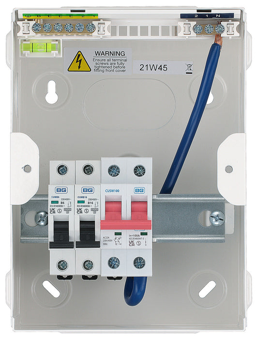 BG CFUGAR2 Garage Kit - IP20 Metal Enclosure, 100A Main Switch, 6+16A MCB - westbasedirect.com