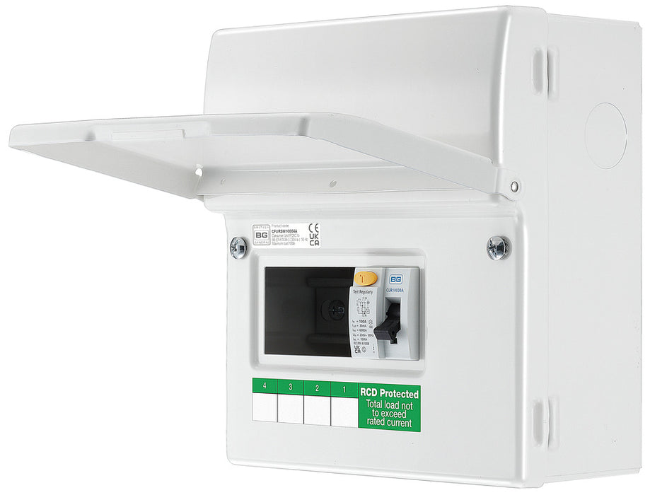 BG Fortress CFURSW10007A 7 Way Metal Unpopulated Consumer Unit with 1x 100A 30mA Type A RCD - westbasedirect.com
