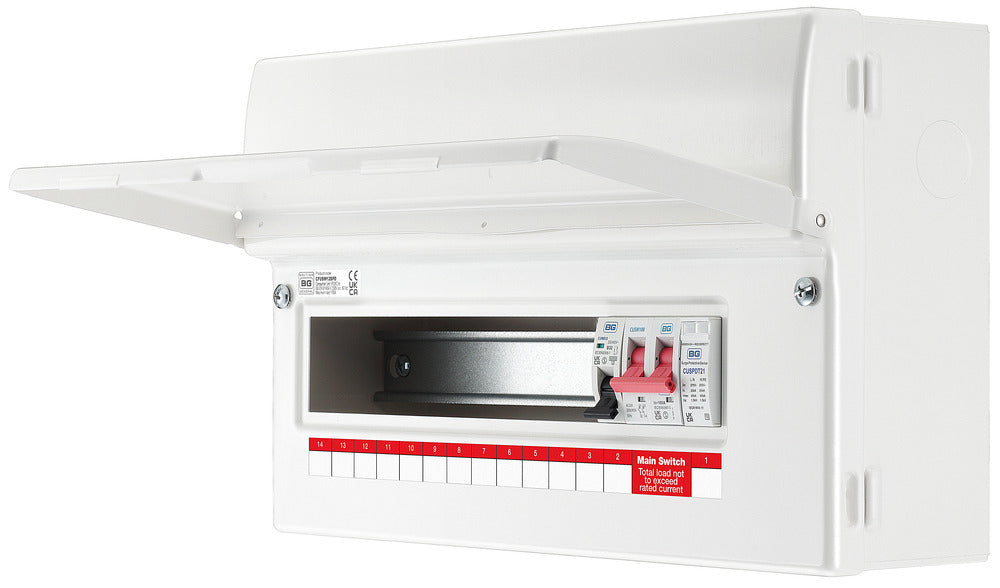 BG CFUSW12SPD 16 Module 12 Way Unpopulated + 100A Main Switch, SPD & 32A MCB - westbasedirect.com