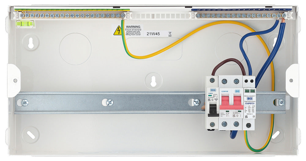 BG CFUSW15SPD 19 Module 15 Way Unpopulated + 100A Main Switch, SPD & 32A MCB - westbasedirect.com