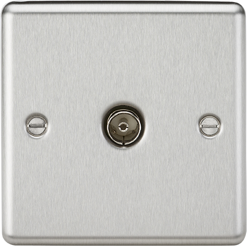 Knightsbridge CL010BC Rounded Edge TV Outlet (Non-Isolated) - Brushed Chrome - westbasedirect.com
