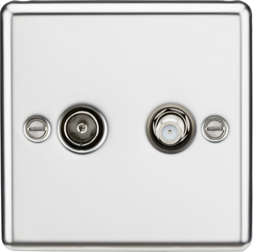 Knightsbridge CL014PC Rounded Edge TV & SAT TV Outlet (Isolated) - Polished Chrome - westbasedirect.com