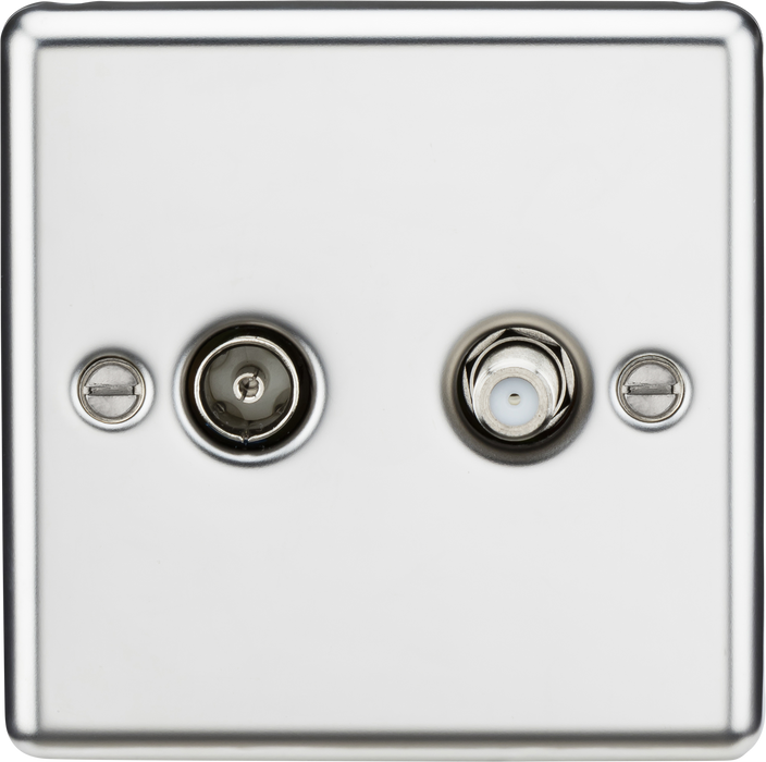 Knightsbridge CL014PC Rounded Edge TV & SAT TV Outlet (Isolated) - Polished Chrome - westbasedirect.com