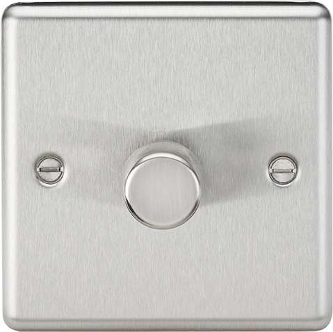 Knightsbridge CL2181BC Rounded Edge 1G 2 Way 10-200W (5-150W LED) Trailing Edge Dimmer - Brushed Chrome - westbasedirect.com
