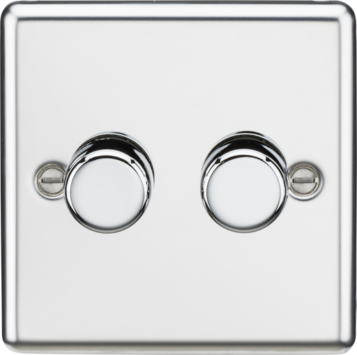 Knightsbridge CL2182PC Rounded Edge 2G 2 Way 10-200W (5-150W LED) Trailing Edge Dimmer - Polished Chrome - westbasedirect.com