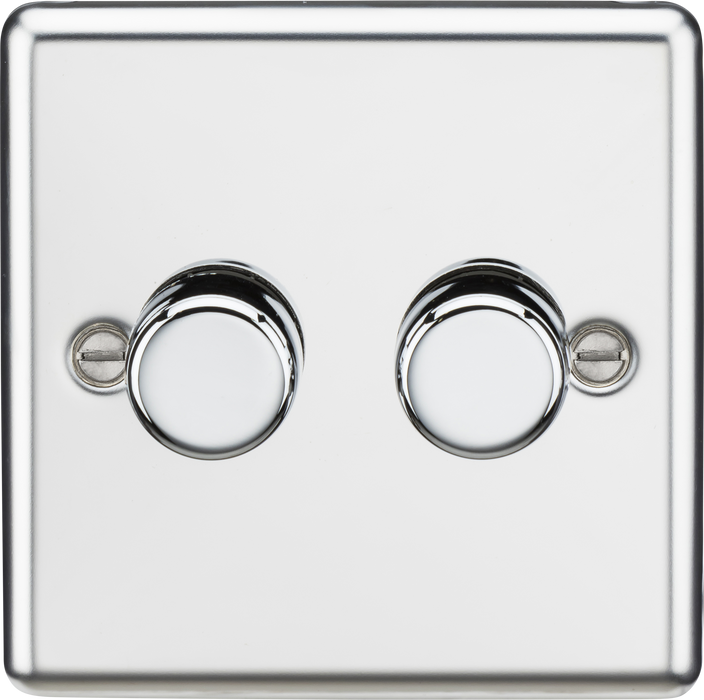 Knightsbridge CL2182PC Rounded Edge 2G 2 Way 10-200W (5-150W LED) Trailing Edge Dimmer - Polished Chrome - westbasedirect.com