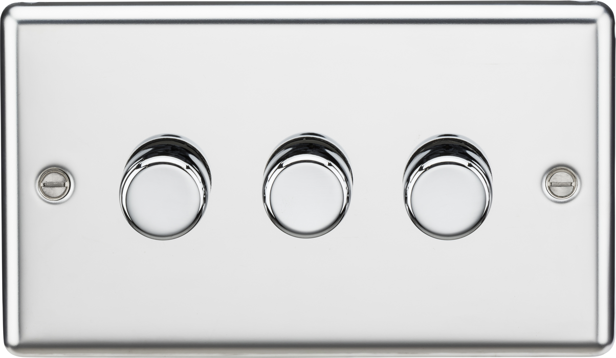 Knightsbridge CL2183PC Rounded Edge 3G 2 Way 10-200W (5-150W LED) Trailing Edge Dimmer - Polished Chrome - westbasedirect.com