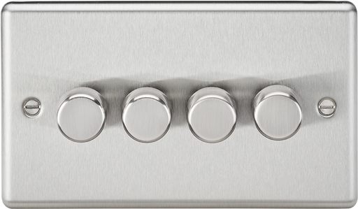 Knightsbridge CL2184BC Rounded Edge 4G 2 Way 10-200W (5-150W LED) Trailing Edge Dimmer - Brushed Chrome - westbasedirect.com