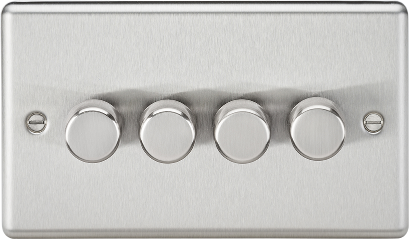 Knightsbridge CL2184BC Rounded Edge 4G 2 Way 10-200W (5-150W LED) Trailing Edge Dimmer - Brushed Chrome - westbasedirect.com