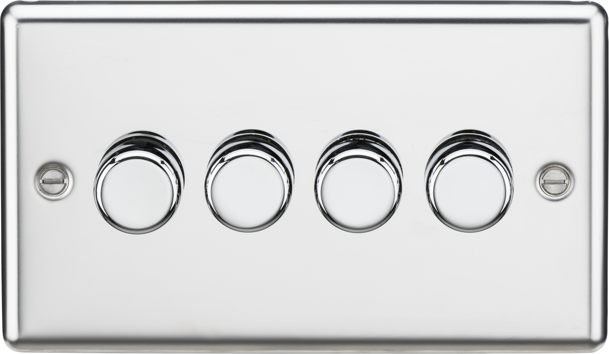 Knightsbridge CL2184PC Rounded Edge 4G 2 Way 10-200W (5-150W LED) Trailing Edge Dimmer - Polished Chrome - westbasedirect.com