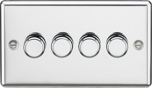 Knightsbridge CL2184PC Rounded Edge 4G 2 Way 10-200W (5-150W LED) Trailing Edge Dimmer - Polished Chrome - westbasedirect.com