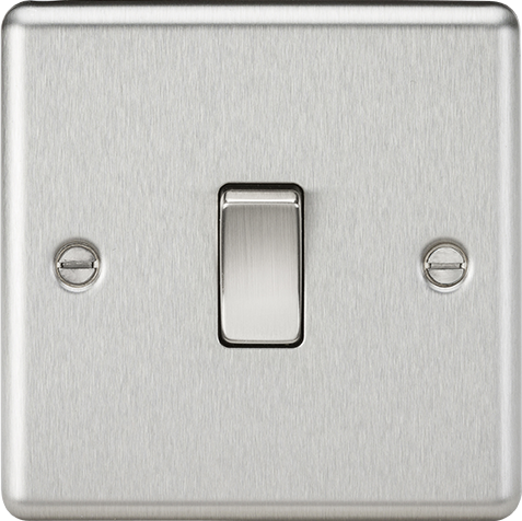 Knightsbridge CL2BC Rounded Edge 10AX 1G 2-Way Plate Switch - Brushed Chrome - westbasedirect.com