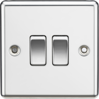 Knightsbridge CL3PC Rounded Edge 10AX 2G 2-Way Plate Switch - Polished Chrome