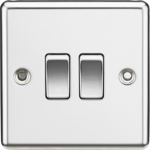 Knightsbridge CL3PC Rounded Edge 10AX 2G 2-Way Plate Switch - Polished Chrome - westbasedirect.com