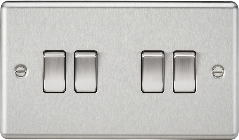 Knightsbridge CL41BC Rounded Edge 10AX 4G 2-Way Plate Switch - Brushed Chrome - westbasedirect.com