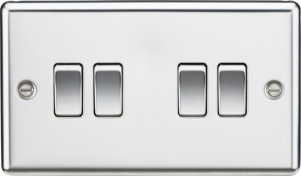 Knightsbridge CL41PC Rounded Edge 10AX 4G 2-Way Plate Switch - Polished Chrome - westbasedirect.com
