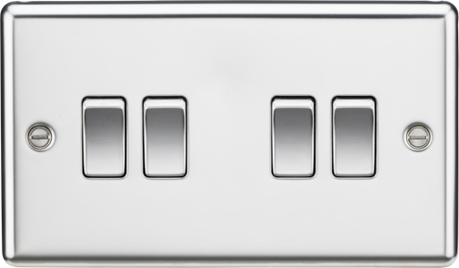 Knightsbridge CL41PC Rounded Edge 10AX 4G 2-Way Plate Switch - Polished Chrome - westbasedirect.com