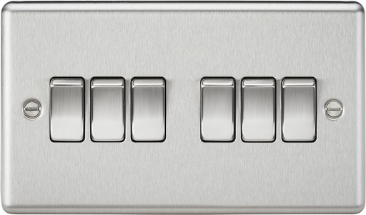Knightsbridge CL42BC Rounded Edge 10AX 6G 2-Way Plate Switch - Brushed Chrome - westbasedirect.com