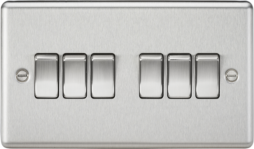 Knightsbridge CL42BC Rounded Edge 10AX 6G 2-Way Plate Switch - Brushed Chrome - westbasedirect.com