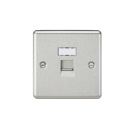 Knightsbridge CL45BC Rounded Edge RJ45 Network Outlet - Brushed Chrome - westbasedirect.com