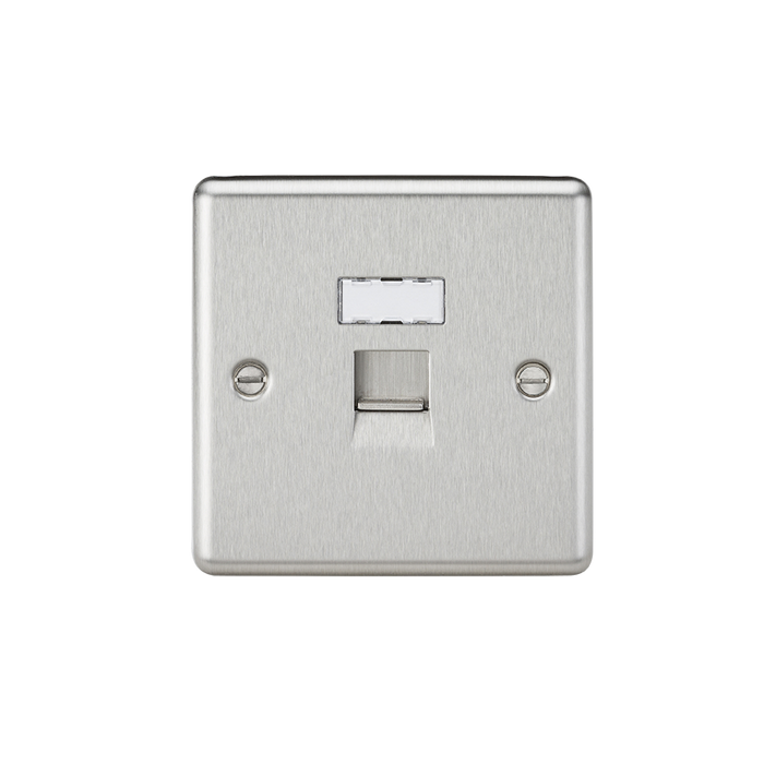 Knightsbridge CL45BC Rounded Edge RJ45 Network Outlet - Brushed Chrome - westbasedirect.com