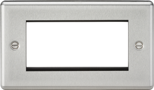 Knightsbridge CL4GBC Rounded Edge 4G Modular Faceplate - Brushed Chrome - westbasedirect.com
