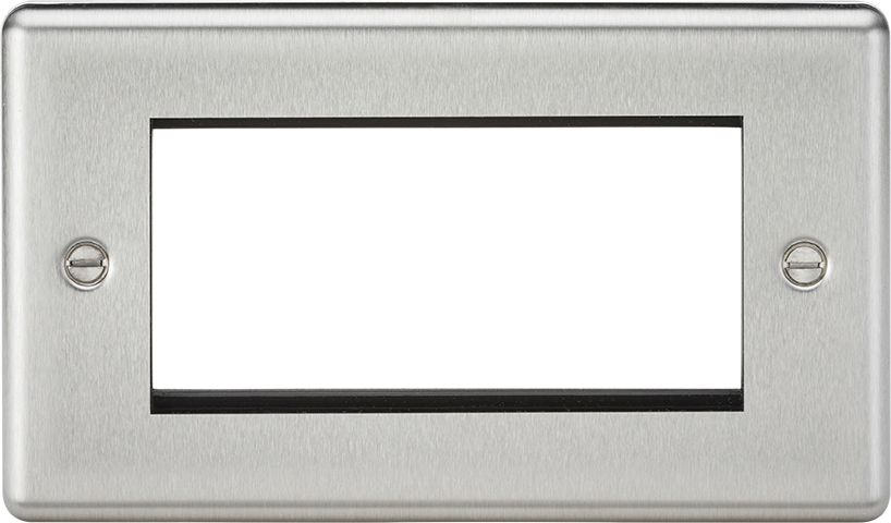 Knightsbridge CL4GBC Rounded Edge 4G Modular Faceplate - Brushed Chrome - westbasedirect.com