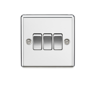 Knightsbridge CL4PC Rounded Edge 10AX 3G 2 Way Plate Switch - Polished Chrome