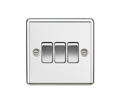 Knightsbridge CL4PC Rounded Edge 10AX 3G 2 Way Plate Switch - Polished Chrome - westbasedirect.com