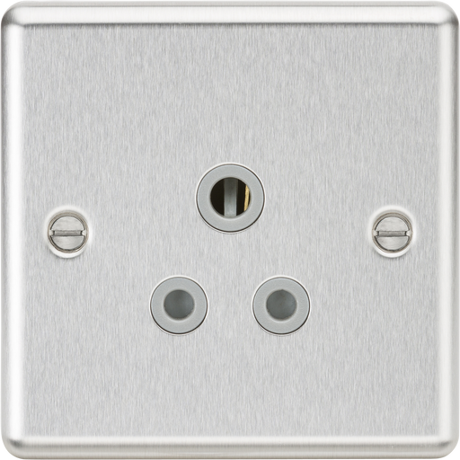 Knightsbridge CL5ABCG Rounded Edge 5A Unswitched Socket - Brushed Chrome + Grey Insert - westbasedirect.com