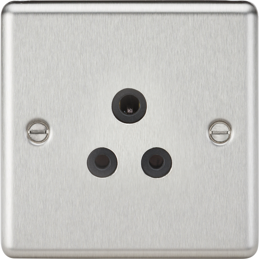 Knightsbridge CL5ABC Rounded Edge 5A Unswitched Socket - Brushed Chrome + Black Insert - westbasedirect.com