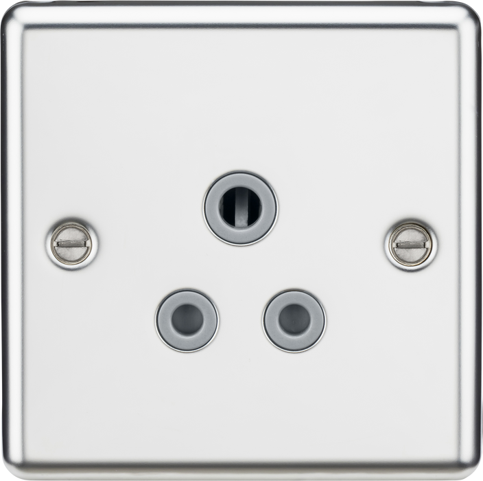Knightsbridge CL5APCG Rounded Edge 5A Unswitched Socket - Polished Chrome + Grey Insert - westbasedirect.com