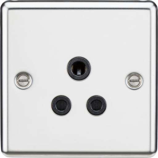 Knightsbridge CL5APC Rounded Edge 5A Unswitched Socket - Polished Chrome + Black Insert - westbasedirect.com