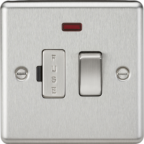 Knightsbridge CL63NBC Rounded Edge 13A Switch Fused Spur Unit + Neon - Brushed Chrome - westbasedirect.com