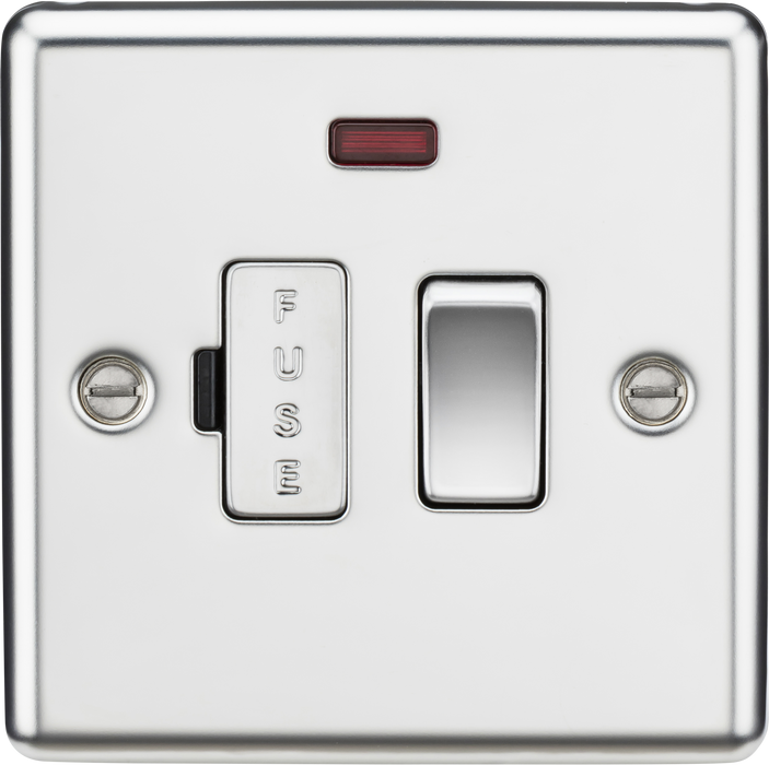 Knightsbridge CL63NPC Rounded Edge 13A Switch Fused Spur Unit + Neon - Polished Chrome - westbasedirect.com