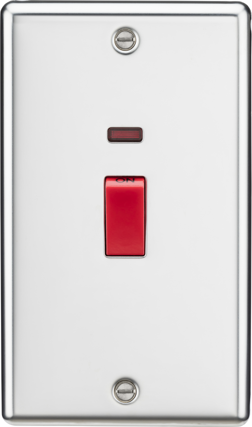 Knightsbridge CL82NPC Rounded Edge 45A DP Switch + Neon (Double Size) - Polished Chrome - westbasedirect.com