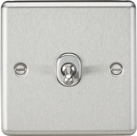 Knightsbridge CLTOG1BC Rounded Edge 10AX 1G 2-Way Toggle Switch - Brushed Chrome - westbasedirect.com