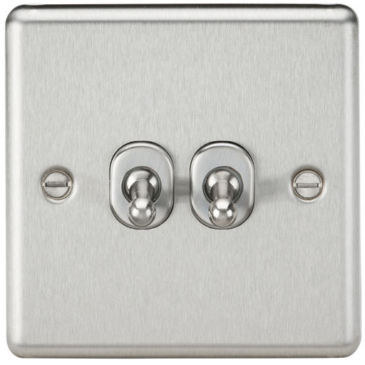 Knightsbridge CLTOG2BC Rounded Edge 10AX 2G 2-Way Toggle Switch - Brushed Chrome - westbasedirect.com