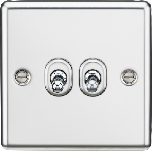Knightsbridge CLTOG2PC Rounded Edge 10AX 2G 2-Way Toggle Switch - Polished Chrome - westbasedirect.com