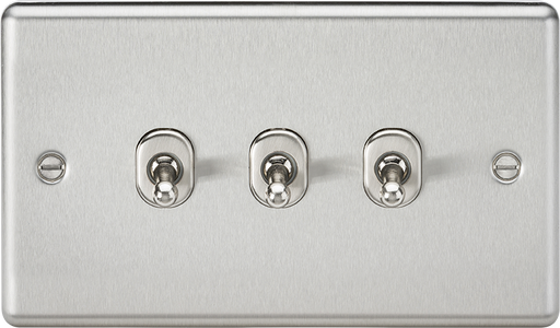 Knightsbridge CLTOG3BC Rounded Edge 10AX 3G 2-Way Toggle Switch - Brushed Chrome - westbasedirect.com