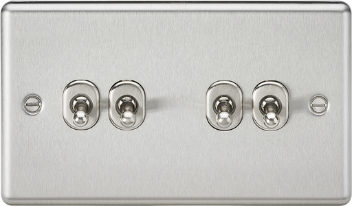 Knightsbridge CLTOG4BC Rounded Edge 10AX 4G 2-Way Toggle Switch - Brushed Chrome - westbasedirect.com