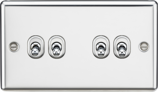 Knightsbridge CLTOG4PC Rounded Edge 10AX 4G 2-Way Toggle Switch - Polished Chrome - westbasedirect.com